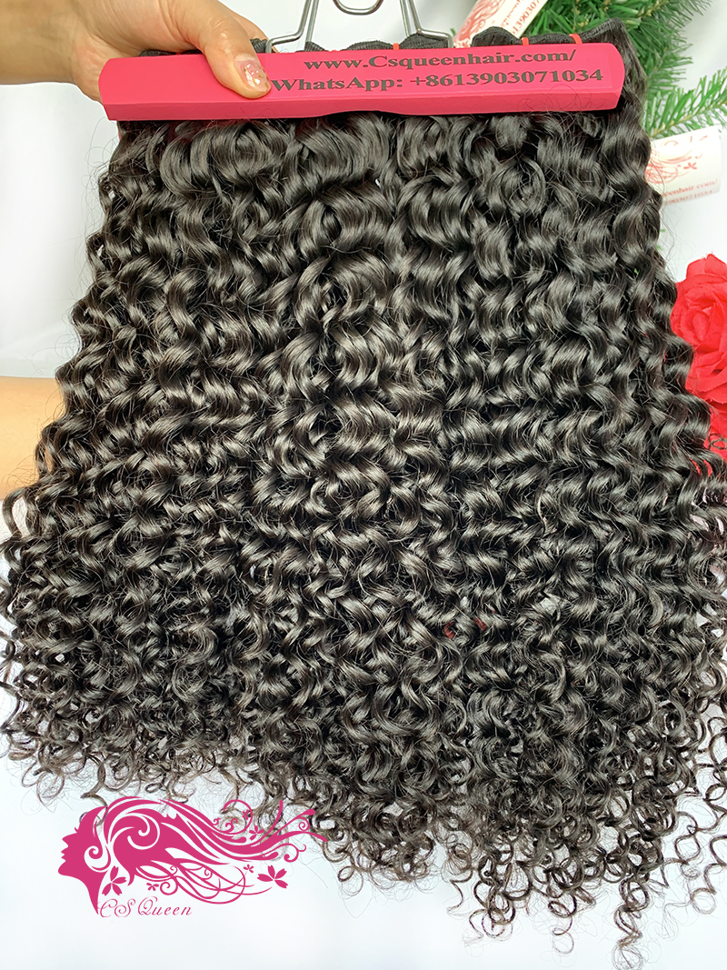 Csqueen Raw Natural Curly 2 Bundles with 13*6 HD Lace Frontal Unprocessed hair